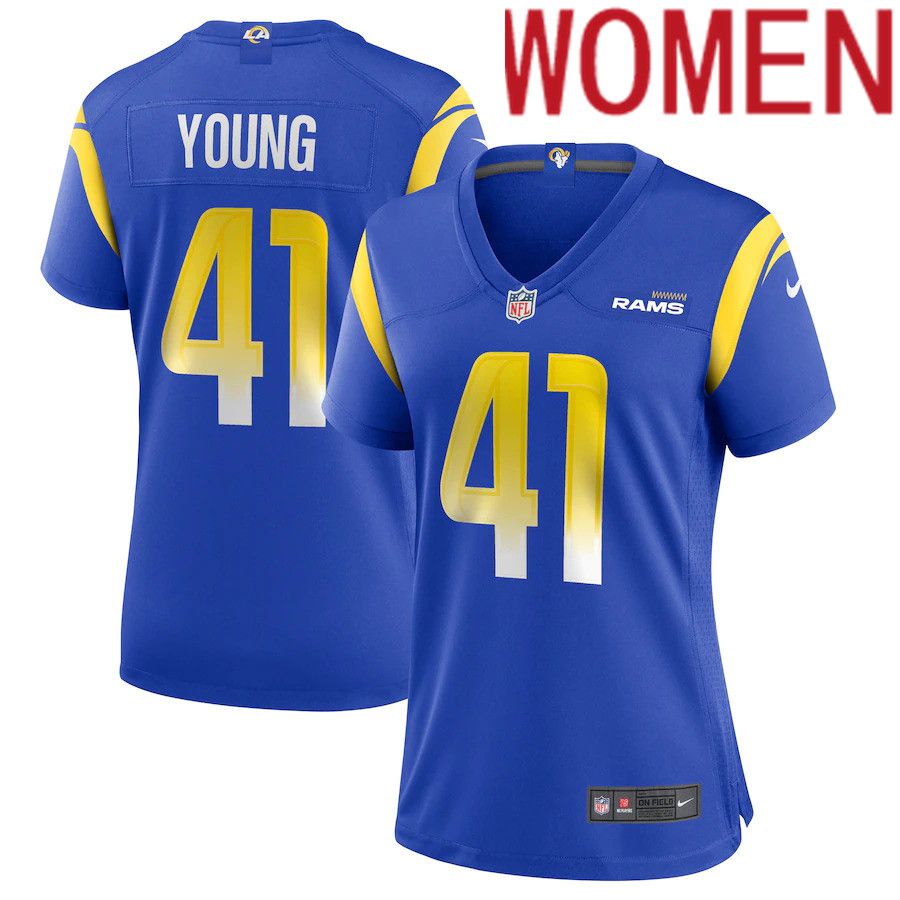 Women Los Angeles Rams #41 Kenny Young Nike Royal Game NFL Jersey->women nfl jersey->Women Jersey